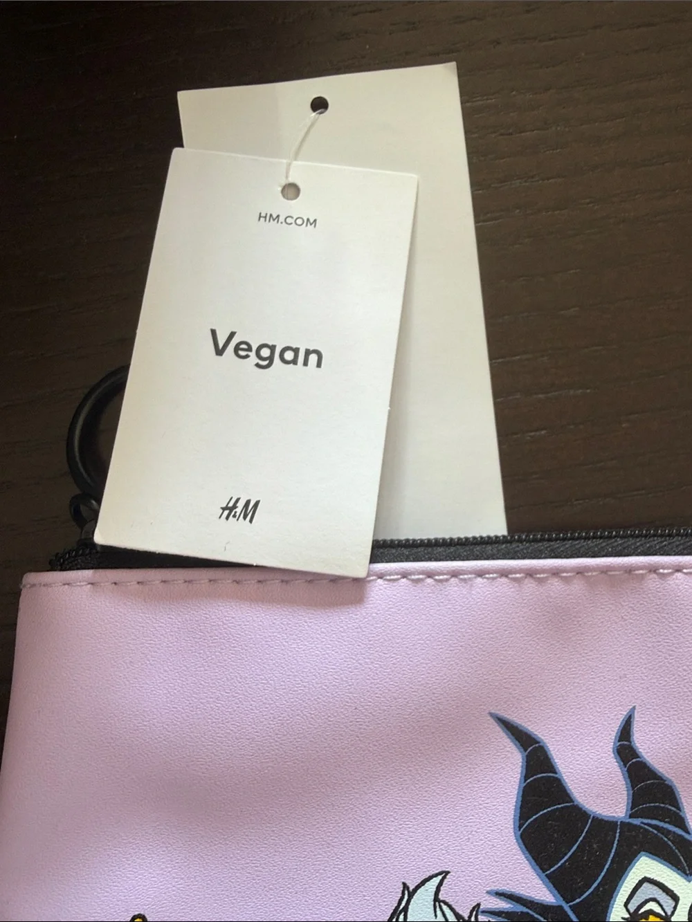 NWT Vegan H and M Disney Villains Purple Cosmetic Pouch - Icon Character Print
